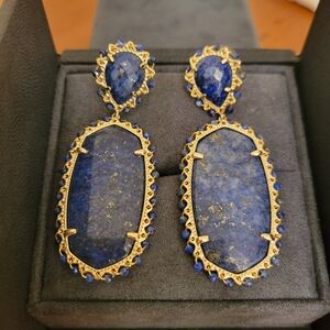 NWOT -- Authentic Kendra Scott Blue Lapis Drop Earrings in Gold-Tone Setting